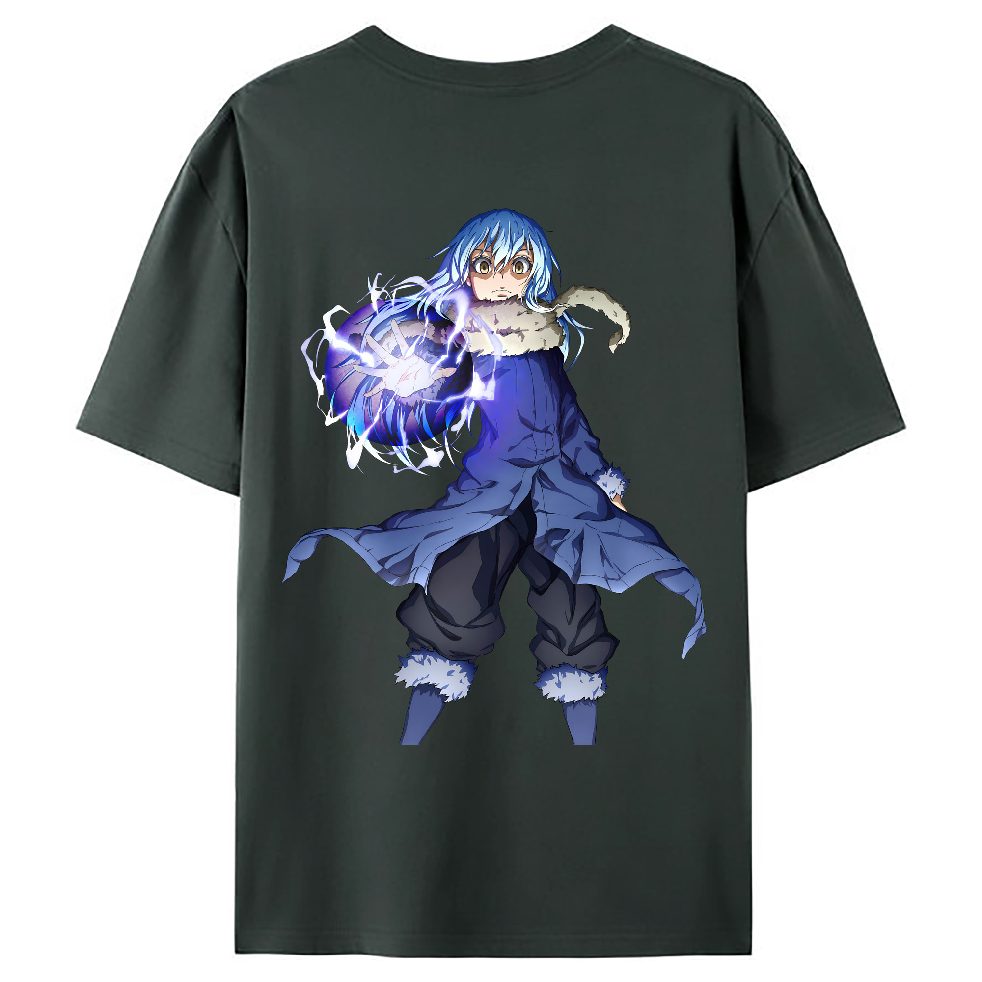 （画像用） 転スラ Regarding Reincarnated to Slime 綿100％ メンズ半袖Tシャツ（バックプリント） 通気性